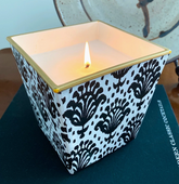 Cache Pot Candle (Blk Ikat/Blue Spa)